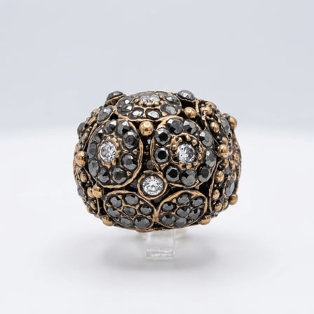 Bronz Kadın Yüzük Antik Takı Margazit Taşı İşlemeli Hareli Topaz Ayarlanabilir Vintage Yüzük