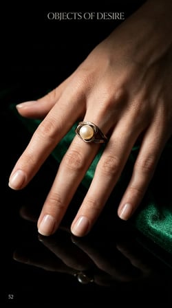 Bronz Yüzük Otantik Takı Margazit Taşı İncili Model Ayarlanabilir Vintage Kadın Yüzük