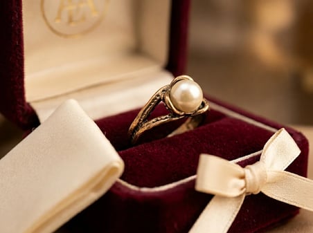 Bronz Yüzük Otantik Takı Margazit Taşı İncili Model Ayarlanabilir Vintage Kadın Yüzük