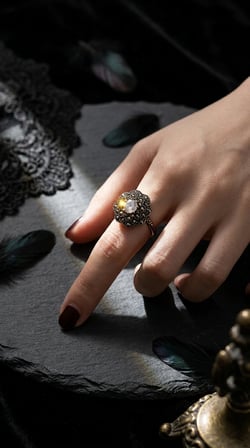 Bronz Vintage Kadın Yüzük Otantik Margazit İşli Zirkon Taşlı Çiçek Ayarlanabilir