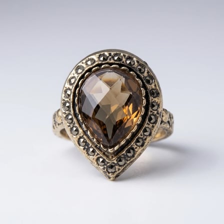 Bronz Vintage Kadın Yüzük Otantik Bakır Takı Zultanit Taşı Hürrem Model Ayarlanabilir 