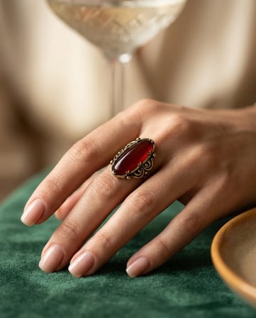 Bronz Vintage Kadın Yüzü Otantik Bakır Takı Doğaltaş Akik Agate Taşı Oval Viktorian Ayarlanabilir