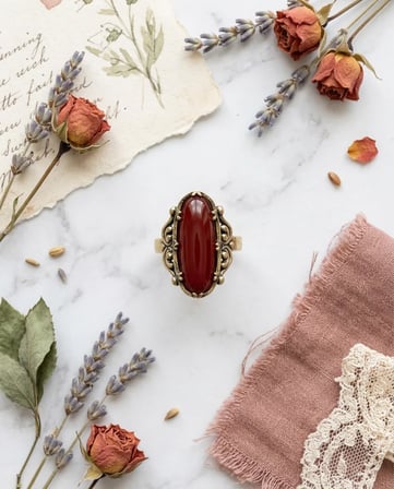 Bronz Vintage Kadın Yüzü Otantik Bakır Takı Doğaltaş Akik Agate Taşı Oval Viktorian Ayarlanabilir