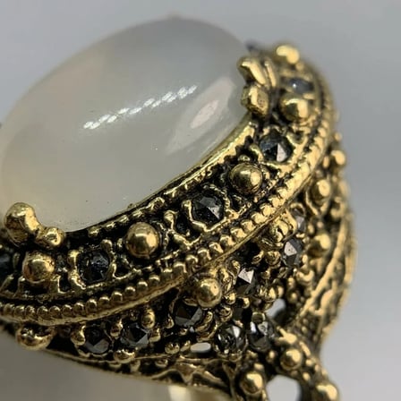 Bronz Vintage Kadın Yüzük Otantik Bakır Takı Beyaz Taş Zirkon İşli Ottoman Model  Ayarlanabilir 