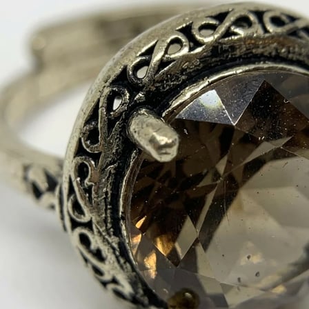 Bronz  Vintage Kadın Yüzük Otantik Bakır Takı Zultanit Taşı Yuvarlak Tektaş Model Ayarlanabilir