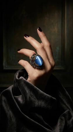 Bronz Vintage Kadın Yüzük Otantik Bakır Takı Gök Mavi Kristal Taş Zirkon İşli Oval Sultans Ayarlanabilir 