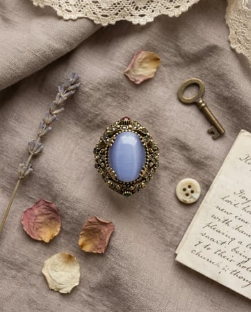 Bronz Vintage Kadın Yüzük Otantik Bakır Takı Gök Mavi Kristal Taş Zirkon İşli Oval Sultans Ayarlanabilir 