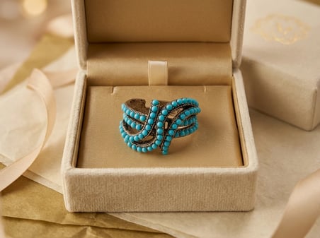 Bronz Vintage Kadın Yüzük Otantik Bakır Takı Minik Turkuaz İşli Şerit Model Ayarlanabilir 