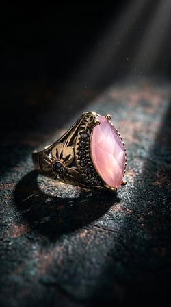 Bronz Yüzük Otantik Bakır Takı Pembe Kristal Taşlı Damla Model Çiçekli Ayarlanabilir Vintage Kadın Yüzük
