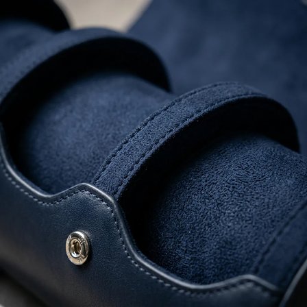 Premium Lacivert Deri 3'lü Rulo Saat Kutusu | Lüks Seyahat Tipi Saat Çantası ve Düzenleyici