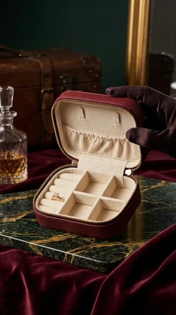 Takı Kutusu Düzenleyici Seyahat Çantası Kolye Yüzük Küpe Organizer Deri Bordo 12cmx8cm