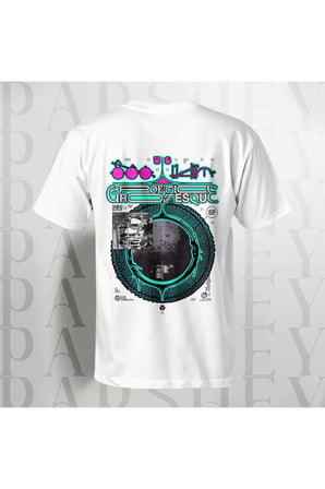 Oversize Unisex Beyaz Yarım Kollu Bisiklet Yaka %100 Pamuk Poetica Grotesque Arka Desenli T-shirt