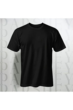 Oversize Unisex Siyah Yarım Kollu Bisiklet Yaka %100 Pamuk Baskısız T-shirt