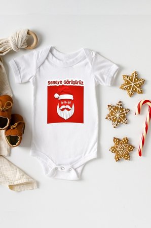 Unisex Beyaz Seneye Görüşürüz Baskılı Yarım Kollu Bebek Zıbını