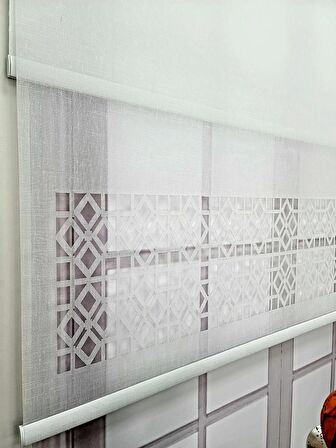 BBB Çift Mekanizmalı Keten Lazer Kesim Tül ve Stor Perde MLT1050