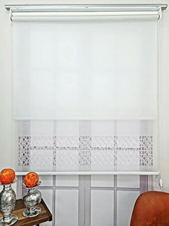 BBB Çift Mekanizmalı Keten Lazer Kesim Tül ve Stor Perde MLT1050