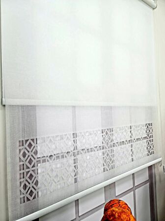 BBB Çift Mekanizmalı Keten Lazer Kesim Tül ve Stor Perde MLT1050