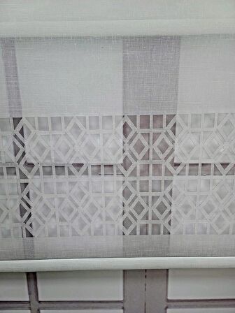 BBB Çift Mekanizmalı Keten Lazer Kesim Tül ve Stor Perde MLT1050