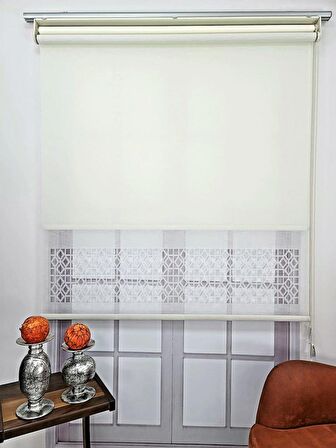 BBB Çift Mekanizmalı Keten Lazer Kesim Tül ve Stor Perde MLT1050