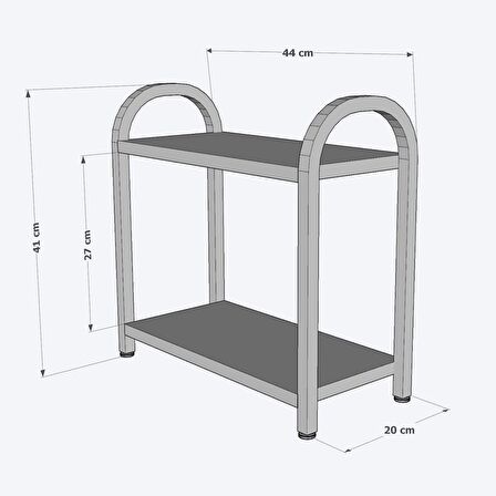 Banyo-Mutfak Toparlayıcı Düzenleyici Organizer 2 Katlı Geniş Metal Beyaz Bambu Tezgah Üstü Raf 