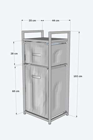 DH11 Raflı Çamaşır Sepeti Banyo Dolabı Kirli Sepetli Banyo Düzenleyici Çamaşırlık