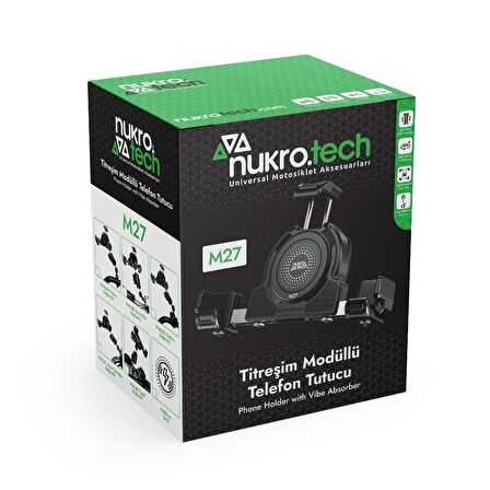 NUKROTECH M27 AYNA DİBİ BAĞLANTILI TİREŞİM MODÜLLÜ TELEFON TUTUCU