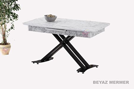 Açılır Milano Masa Mdf  X Siyah Metal Ayak  ( Ortadan Açılır ) 70x120 cm  