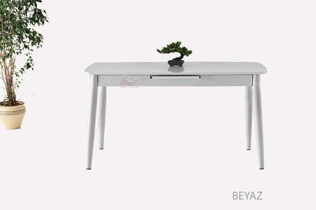 Ortadan Açılabilir Mdf  Yemek Masası, Mutfak Masası ( 80x130 CM ) Beyaz