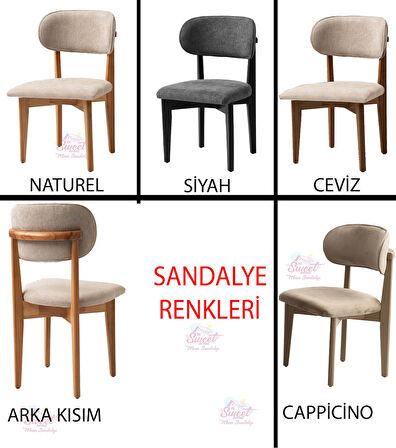 Açılır Oval HIGH GLOSS  Yemek Masası Takımı Nergis Sandalye Cappicino 1 Masa 6 Sandalye )