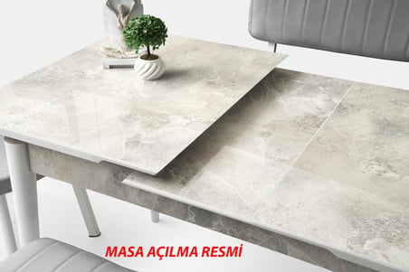 Kelebek Tekno Kenar Mdf H.G Açılır Masa 4 Adet Vera Sandalye Takım