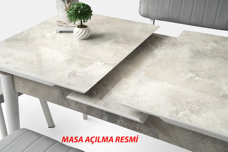 Kelebek Tekno Kenar Mdf H.G Açılır Masa 4 Adet Fulya Sandalye Takım