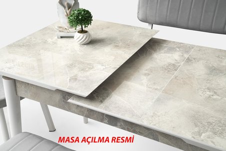 Kelebek Milano Mdf Açılır Masa 4 Adet Gözde Sandalye Takım