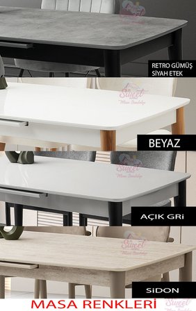Milano Mdf Ortadan Açılır Masa 4 Adet Masal Sandalye Takım