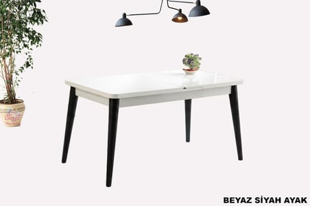 Kelebek Açılır Mdf Masa Mutfak,Salon,Yemek Odası Masası 80x130 cm Beyaz Siyah