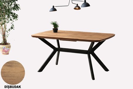 Anka Açılır Mdf Masa Tesla Metal Ayak Mutfak,Salon,Yemek Odası Masası 80x130 cm Diş Budak