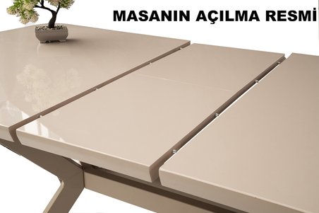 Anka Açılır Mdf Masa Tesla Metal Ayak Mutfak,Salon,Yemek Odası Masası 80x130 cm Diş Budak