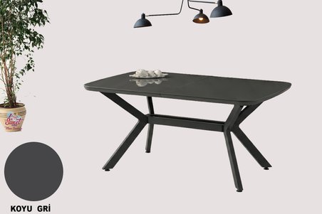 Anka Açılır Mdf Masa Tesla Metal Ayak Mutfak,Salon,Yemek Odası Masası 80x130 cm Koyu Gri