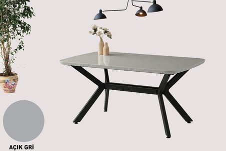 Anka Açılır Mdf Masa Tesla Metal Ayak Mutfak,Salon,Yemek Odası Masası 80x130 cm Gri