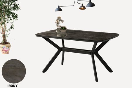 Anka Açılır Mdf Masa Tesla Metal Ayak Mutfak,Salon,Yemek Odası Masası 80x130 cm İrony