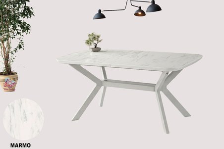 Anka Açılır Mdf Masa Tesla Metal Ayak Mutfak,Salon,Yemek Odası Masası 80x130 cm Marmo