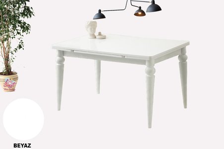 Yanlardan Açılır 60 x 90 Yakamoz Arda Masa  Topkapı Ayak Mutfak,Salon,Yemek Odası Masası Beyaz