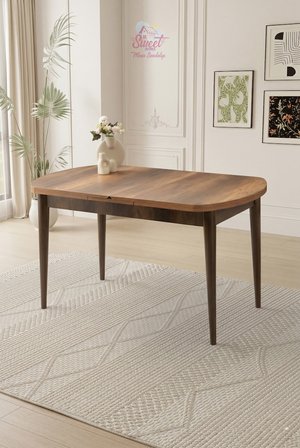 Kelebek Gizli Kaşıklıklı Açılır Mdf Masa Mutfak,Salon,Yemek Odası Masası 80x140 cm  Ceviz