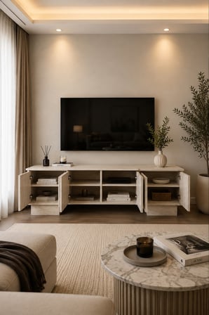 Liva TV Sehpa Ünitesi,Konsol 4 Kapaklı Ahşap Ayaklı Televizyon Sehpası Salon ve Oturma Odası 