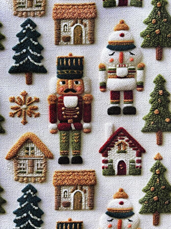 Nutcracker 3D Efektli Yılbaşı Desenli Amerikan Servis/Supla 4'lü Set