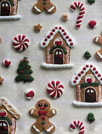 Cookie 3D Efektli Yılbaşı Desenli Amerikan Servis/Supla 4'lü Set