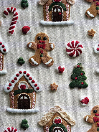 Cookie 3D Efektli Yılbaşı Desenli Amerikan Servis/Supla 4'lü Set