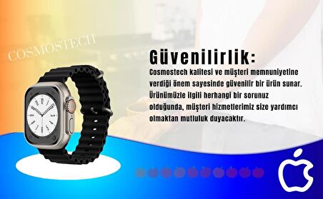 Cosmostech Akıllı Saat Watch için Uyumlu 42MM 44MM 45MM 49MM 1/2/3/4/5/6/se/7/8/ultra Akıllı Saat Silikon Kordon ve Kayışı Deep Blue