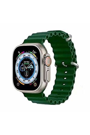 Apple Watch Uyumlu 42MM 44MM 45MM 49MM 1/2/3/4/5/6/se/7/8/ultra Akıllı Saat Ocean Kordon ve Kayışı Asker Yeşili