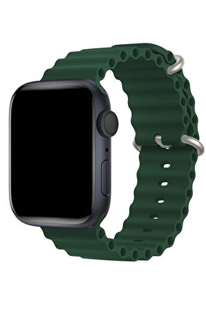 Apple Watch Uyumlu 42MM 44MM 45MM 49MM 1/2/3/4/5/6/se/7/8/ultra Akıllı Saat Ocean Kordon ve Kayışı Asker Yeşili