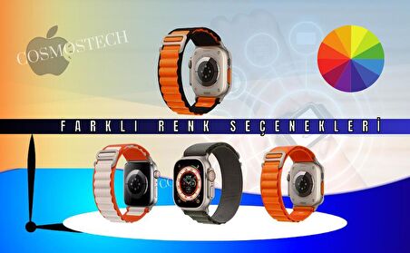 Cosmostech Akıllı Saat Watch için Uyumlu 42MM 44MM 45MM 49MM 1/2/3/4/5/6/se/7/8/ultra Çift Katman Kordon ve Kayışı Turuncu(Beyaz)